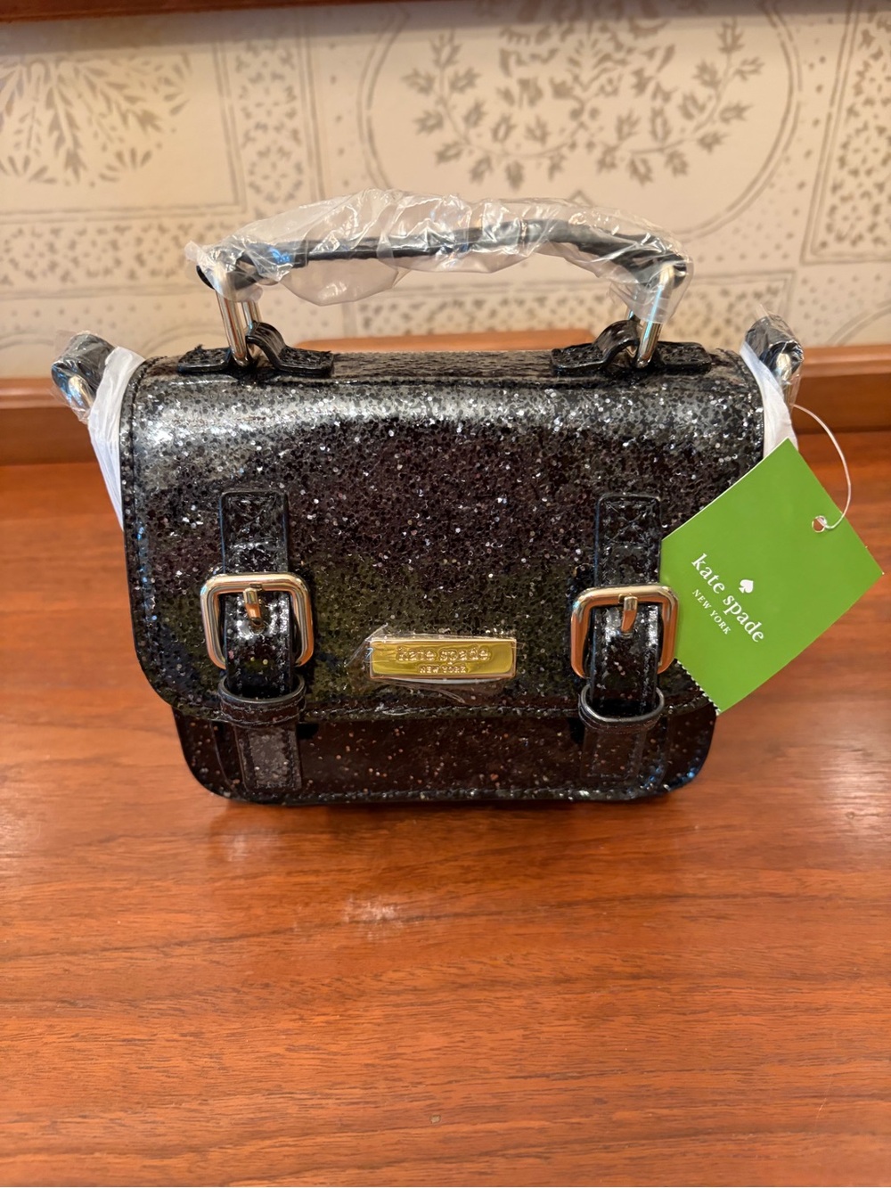 kate spade Black Glitter Mini Satchel Bag
